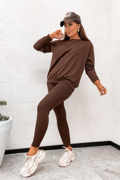 Komplet z legginsami BASIC CANVAS chocco brąz