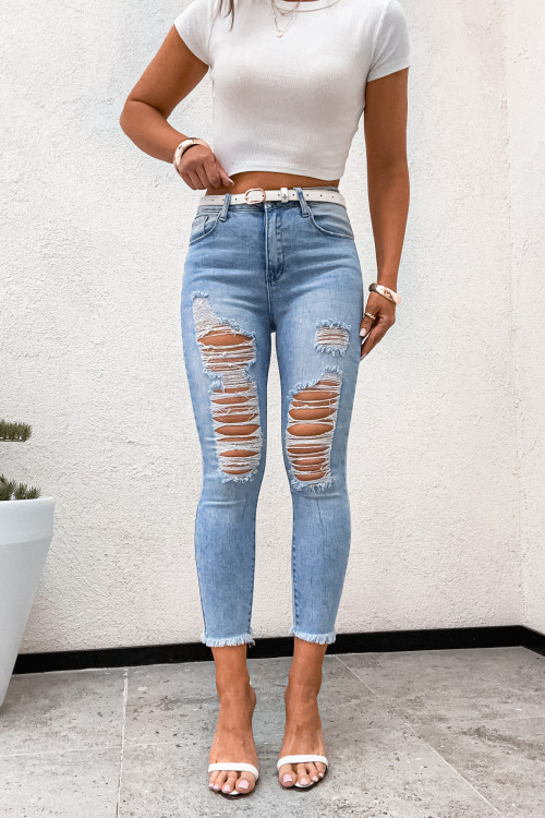 Spodnie DENIM RIPPED SKINNY LOCCA pushup