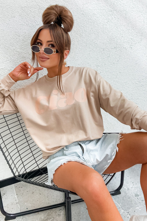 Bluza bawełniana CIAO more mio NUDE BEIGE