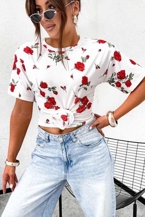 Bluzka z ozdobną RÓŻĄ basic and streetwear LOOK ROSES