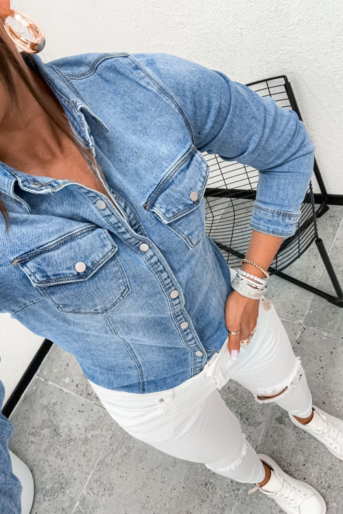 Koszula jeansowa RESUTTANO DENIM STRECH taliowana