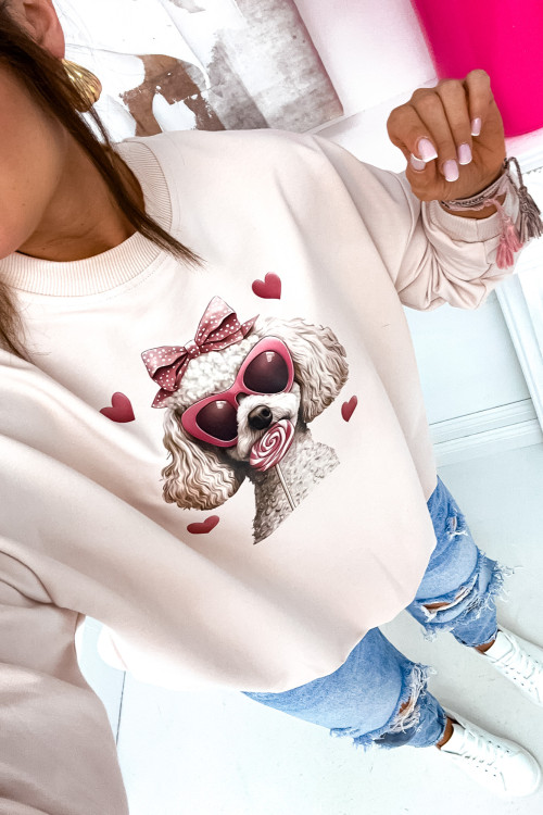 Bluza bawełniana FUNNY puppy lollipop LIFESTYLE nude