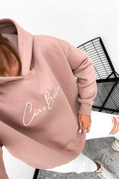 Bluza bawełniana z kapturem CIAO BELLA fango