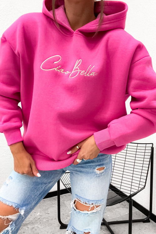 Bluza bawełniana z kapturem CIAO BELLA pink