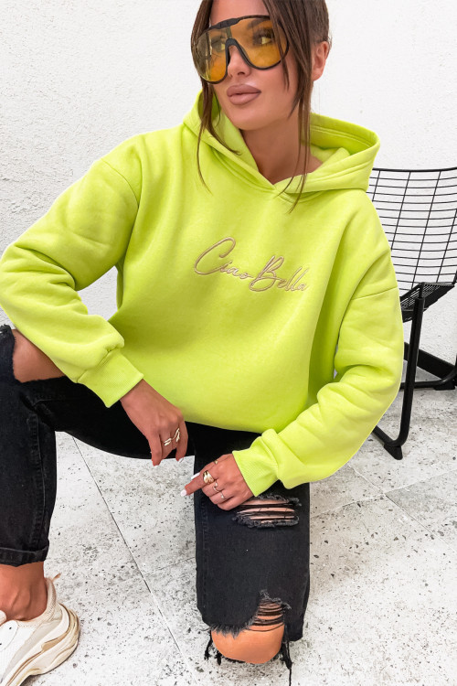 Bluza bawełniana z kapturem CIAO BELLA limonka
