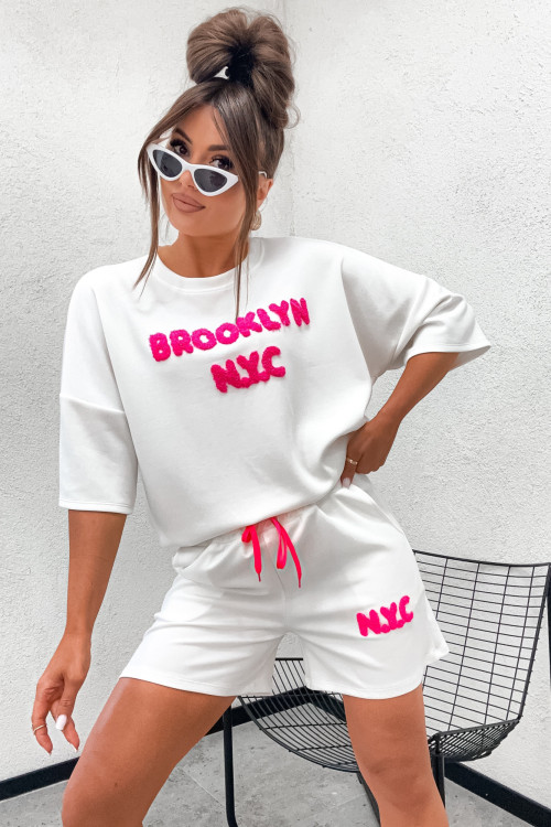 Komplet BROOKLYN NYC white and fluo