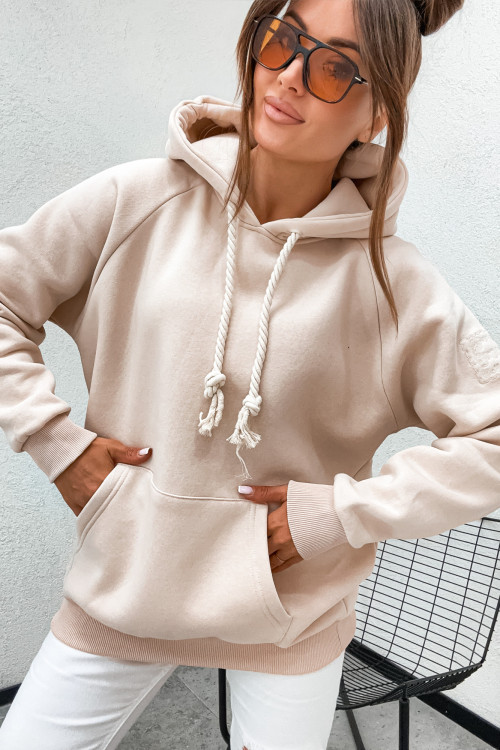 Bluza bawełniana BOHO and BASIC HOODIE nude beige