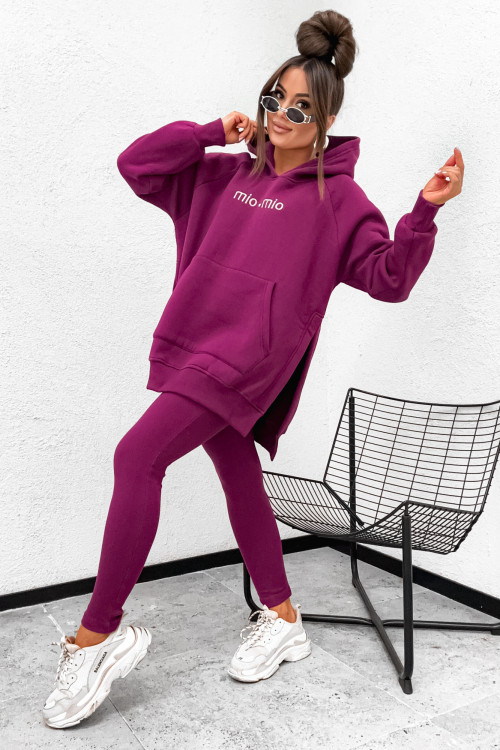 Bawełniany komplet AMORE Mio Mio BLUZA grubsza Z ROZCIĘCIEM purple