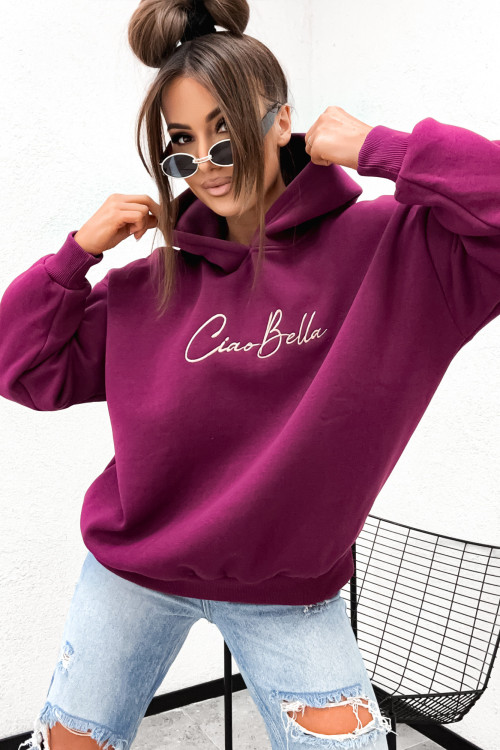 Bluza bawełniana z kapturem CIAO BELLA magenta