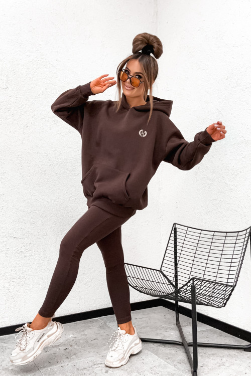 Bawełniany komplet BASIC MINIMAL z leginsami CHOCCO brąz