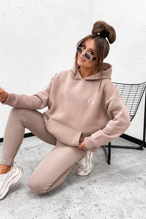 Bawełniany komplet BASIC MINIMAL z leginsami BEIGE nude