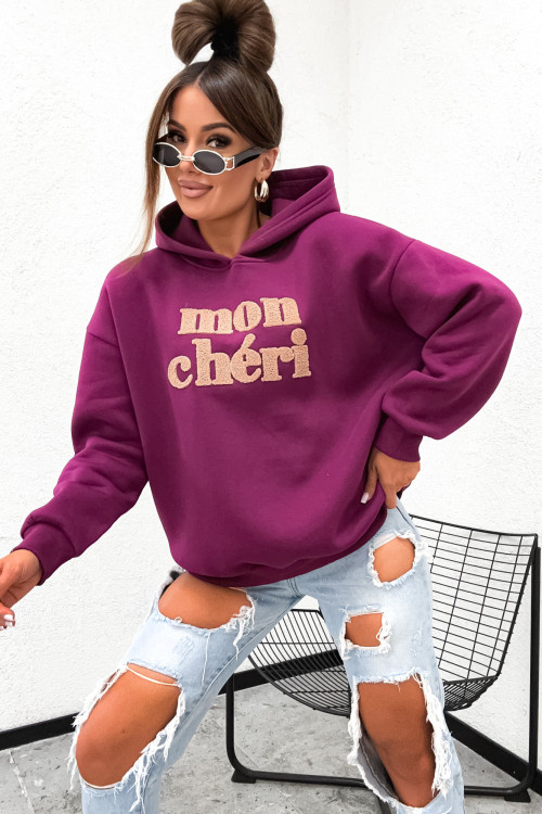 Bluza bawełniana z kapturem MON CHERI magenta