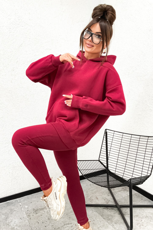 Bawełniany komplet BASIC SERDUSZKA burgundy